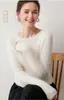 Primera línea prêt-à-porter ajustado casual 100% cachemira suéter Otoño Invierno Nuevo Mujer Corto Rayado Cuello Redondo Capa Base Tejido