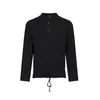# Top Henley de Cor Sólida Ovdy com Cordão Texturizado, Suéter de Tricô Anti-Amassar, Camiseta Casual, Camisa Base
