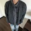Cárdigan gris de cuello redondo estilo coreano para hombre, jersey de punto casual de corte limpio, prenda exterior tipo camisa simple