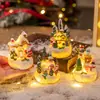 Casa de Pão de Gengibre de Resina de Natal Casa Pequena Papai Noel Boneco de Neve Micro Paisagem Enfeites de Resina Decorações de Natal Enfeites
