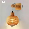 Lámpara de Pared de Bambú Enchufable Lámpara de Madera para Sala de Té B&B Rattan Japonés Retro Creativo Estilo Wabi-Sabi Lámpara de Pared para Dormitorio