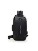 Bolsa Transversal Masculina, Bolsa de Ombro, Bolsa de Peito Multifuncional Antifurto, Carregamento USB Impermeável Tecido Oxford Mochila da Moda