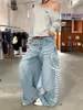 Jeans Vintage de Personalidad Callejera con Estampado de Letras Estilo Americano Transfronterizos con un Diseño Único, Pantalones Rectos Holgados en Stock