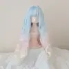 Peluca de seda suave para muñeca BJD, cabello largo para vestir, con flequillo, ondulado, rizado y pieza de cabello de color degradado