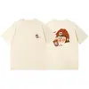 Camiseta Informal Sencilla Estampada de Manga Corta Estilo Japonés para Mujer, Básica de Verano para el Uso Diario, Camiseta Blanca de Algodón Puro para Estudiantes