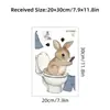Pegatinas creativas de conejo de dibujos animados para inodoro, pegatinas de pared autoadhesivas, pegatinas decorativas para tapa de inodoro BR0513C