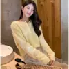 Estilo Coreano Otoño e Invierno 2025 Nuevo Cardigan de Punto Suave y Sedoso de Lana Cachemira Cepillada con Cuello Redondo de Color Puro, Moda Juvenil para el Día a Día