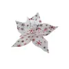 Decoración Navideña 23CM Tela Dorada Brillante Flor de Navidad Patrón de Copo de Nieve Decoración de Boda Árbol de Navidad Flor Artificial