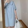 Estilo Florestal Roupa Feminina Design Gola Boneca Vestido Reto Casual Babados Doce Primeiro Amor Minissaia com Elegante Tendência