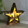 Astilla de Madera Talla Hueca Decoración del Hogar Artesanía Regalo Luz Festividad Navideña Pentagrama Marco con Luz LED