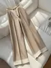 Pantalones Casuales de Otoño para Mujer, Diseño Caqui Estilo Retro 2026, Pantalones de Pierna Ancha Fluidos de Cintura Alta Adelgazantes para Cuerpo Tipo Pera