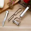 Conjunto de 3 peças de Descascador de Aço Inoxidável Ralador de Cozinha Descascador de Frutas e Vegetais Descascador Doméstico de Batatas Raspador Ferramenta Pequena
