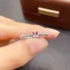 Anillo de Zafiro Rosa Natural Transfronterizo de Amazon Plata S925 Piedra Principal 3*4 Joyería de Lujo Venta Directa de Fábrica