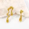 Pendientes Irregulares de Acero Inoxidable Chapado en Oro de 18 Quilates con Forma de Gota de Agua para Mujer, Pendientes Geométricos Abstractos de Moda y Únicos con un Toque de Lujo Ligero y de Alta Gama