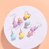 Brincos de Pato Amarelo Simulação Criativa Fofo Doce Personalidade Feminina Simples Divertido Tridimensional Completo Pequeno Animal Brincos Lote Misturado