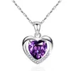Collar de Plata Esterlina S925 Mi Corazón Eterno Joyería Estilo Coreano Venta al por Mayor Cadena de Clavícula de Plata Hermoso Colgante de Cristal Regalo