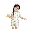Conjunto de Seda Helada de Verano para Niñas, Ropa de Casa con Chaleco de Encaje y Shorts Pijamas para Niños, Se Puede Usar Afuera, Conjunto Casual Lindo