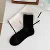 Calcetines Blancos de Encaje para Mujer, Calcetines de Algodón Puro hasta la Mitad de la Pantorrilla, Estilo Delgado de Verano, Calcetines Largos de Tubo con Lazo de Ballet Estilo Miu