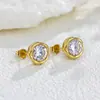 Brincos Populares Transfronteiriços de Aço Inoxidável com Zircônia, Brincos Bicolores Dourado e Prata com Design de Nicho, Escolhas de Influenciadores, Brincos Simples