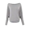 Blusa gris de hombros descubiertos para mujer, camiseta de manga larga ligera de Lyocell para el verano con protección solar, estilo relajado para otoño