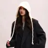 Gorro de Punto de Color Sólido Holgado para Mujer en Invierno, Moderno y a la Moda, Hace que la Cara Parezca Más Pequeña, Cálido y Protector de Orejas, Sombrero de Lana