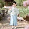Conjunto Hanfu Masculino Verão Estilo Chinês Novo Estilo Chinês Roupa de Performance para Jardim de Infância Infantil Bebê Estilo Antigo Terno Tang