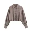 Moda Femenina Casual Suelta a Cuadros Pequeños Estilo Europeo y Americano Nuevo Primavera 2026 Camisa Globos 9294665