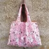 En stock Bolsa de Compras Plegable Verde de Gran Capacidad Bolso de Mano Portátil Ligero Bolsa de Compras de Dibujos Animados Tela Oxford 210D