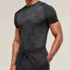 Camiseta Interior Base Deportiva para Hombre Estilo Americano Tiburón Fitness Manga Corta Ajustada Secado Rápido Fina para Exteriores Ciclismo
