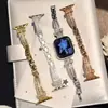 Correa de Metal de Cobre con Diamantes Completos en Forma de Lazo Tridimensional Adecuada para Apple Watch iWatch Décima Segunda Generación 11/10