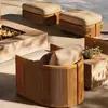 Sofá Nórdico de Ratán y Madera Maciza para Exteriores Cómodo Jardín Patio Diseñador Muebles de Teca Hotel B&B Exterior Ratán