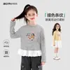 Ropa para Niños Camiseta Rayada de Encaje para Niñas 2026 Otoño Nuevos Tops Elegantes para Niños Ropa de Otoño de Manga Larga para Niños Mayores