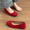 Sapatilhas Suede com Laço para Aumentar a Altura para Mulheres 2025 Primavera Novo Estilo Raso de Calçar Sapatos Estilo Ballet Francês Mary Jane