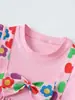 Estilo Europeo y Americano Vestido Floral de Manga Larga con Lazo para Niñas Vestido Infantil Certificación Transfronteriza