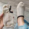0 No hace bolitas No huele los pies Algodón Corea del Sur Calcetines Calcetines tobilleros para mujer Color liso simple Patrón de cáñamo Malla Primavera y Otoño Estilo Nuevo