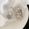 Pulsera Abierta con Patrón de Flor de Metal Transfronteriza Europea y Americana, Pulsera de Moda Casual con Personalidad, Joyería de Mano de Nicho de Lujo Ligero