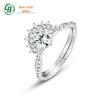 Anel de Diamante Mosan Europeu e Americano de Luxo Leve Super Brilhante Feminino Prata S925 Anel de Diamante Completo Anel Empilhável para Cross-border