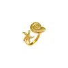 Anillo de Acero Inoxidable de Verano, Nuevo Estilo, Moda, Lujo Ligero, Irregular, Océano, Concha, Estrella de Mar, Abierto, Anillo de Alta Gama para Mujeres