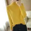 Camiseta básica de punto de algodón de cuello medio transfronteriza para mujer, nuevo suéter de algodón de manga larga talla grande de otoño e invierno para mujer