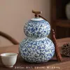 Pote de Chá de Cerâmica Ru Kiln Dunhuang em Formato de Abóbora para Uso Doméstico, Pote Grande de Cerâmica de Alta Qualidade à Prova de Umidade para Armazenamento de Chá, Pote Selado, Pote de Chá para Presente