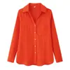 Atacado de roupas femininas transfronteiriças 2026 nova moda casual versátil cor sólida botão manga longa colarinho camisa top
