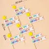 Decoraciones para Pasteles Estilo Coreano Ins Toppers Oso Dibujo Animado Feliz Cumpleaños Velas Cara Sonriente Girasol Banderines de Cumpleaños para Niños