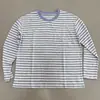 Camiseta casual de outono nova, com listras, manga longa, respirável, para uso diário, feminina, color-blocking versátil, gola redonda, top solto