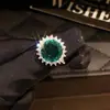 Brilho radiante! Anel redondo aberto de zircônia, anel de dedo indicador de luxo vintage, design de nicho, joia feminina versátil