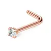 Suministro de fábrica clavo de nariz multicolor con circonita de 5 barras, clavo de nariz de acero inoxidable en forma de S con circonita de cuatro garras, joyería para piercing de nariz