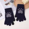 Versión Coreana de Guantes Tejidos Jacquard de Felpa para Pantalla Táctil de Mujer Otoño e Invierno Estudiante Lindos de Dibujos Animados Engrosados