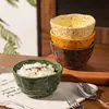 Tigela Colorida com Manchas de Tinta, Tigela de Cerâmica Irregular Desconstruída para Arroz, Nova Tigela Criativa para Sobremesa, Tigela de Salada para Uso Doméstico