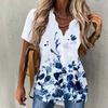 Aliexpress Comercio Exterior Amazon Transfronterizo Ropa Europea y Americana Temperamento Nueva Ola Cuello Camisa Estampada Manga Corta Mujer