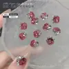 Pedras de strass sem base cor vermelho rosa, diamantes empilhados K9, diamantes tipo bala de rocha super brilhantes, diamantes quadrados gordinhos tipo ovo de pombo, decorações para unhas de bola