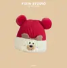Gorro de Lana Cálido con Bola de Pelo de Dibujos Animados Lindo para Otoño e Invierno para Niños y Niñas Gorro con Protección para Orejas de Bebé para Suéter Infantil Gorro de Punto